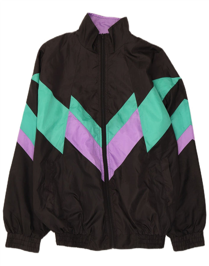 Винтажный мужской спортивный костюм, верхняя куртка, большая черная цветная блокировка