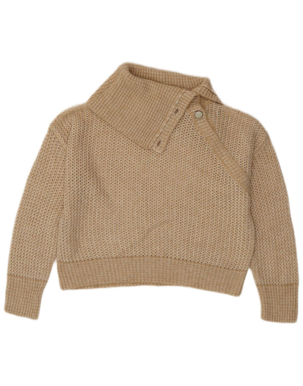 STEFANEL Женский свободный джемпер с воротником на пуговицах, Великобритания 16, большой бежевый