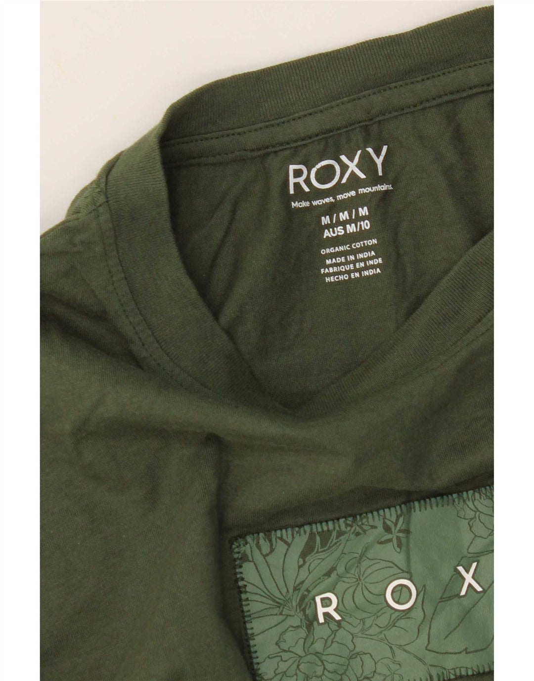 Женская футболка с рисунком Roxy Top UK 14, средний цвет хаки, хлопок