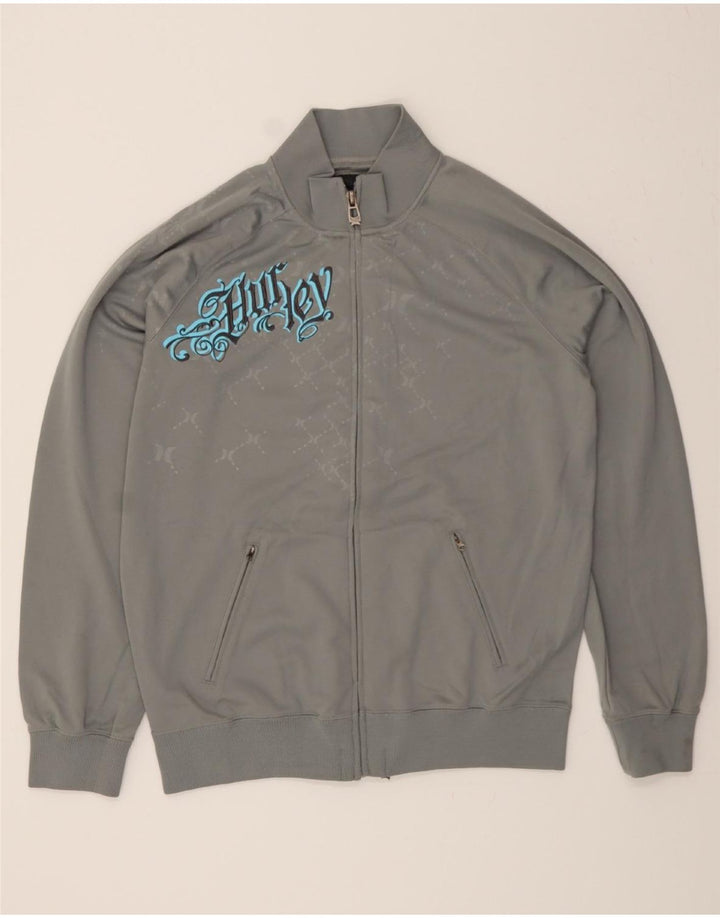 HURLEY Mens Graphic Tracksuit Top Jacket Large Grey Vintage Hurley and Second-Hand Hurley from Messina Hembry 