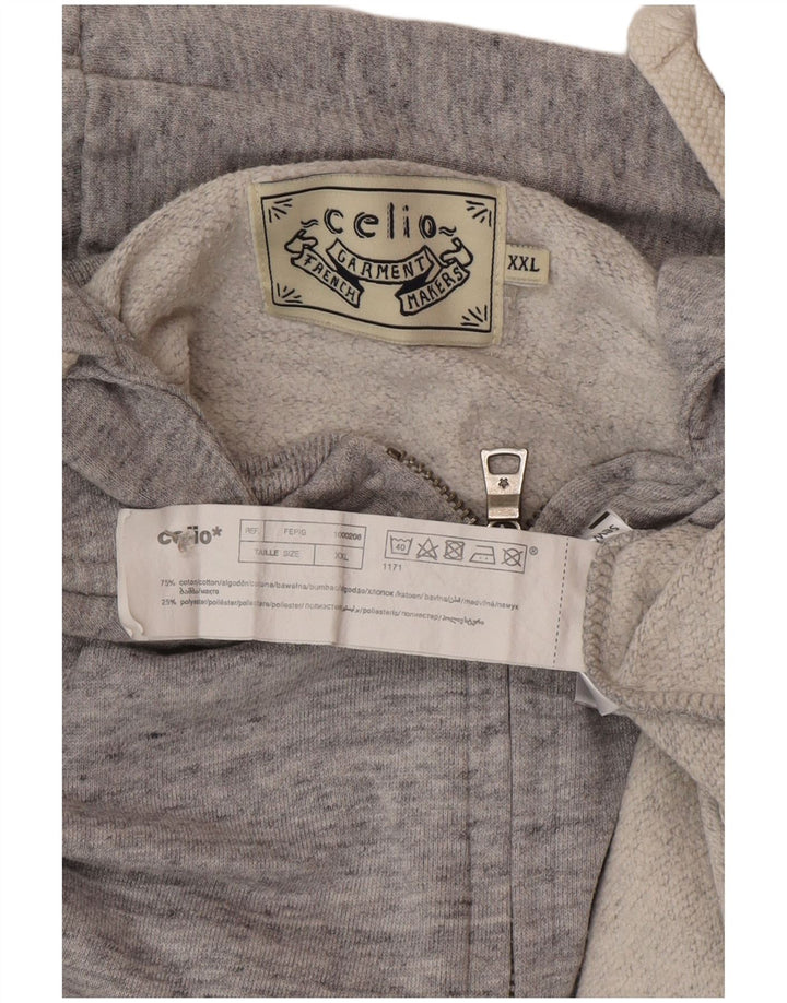 Celio Мужской свитер с капюшоном на молнии 2XL Серый хлопок в крапинку