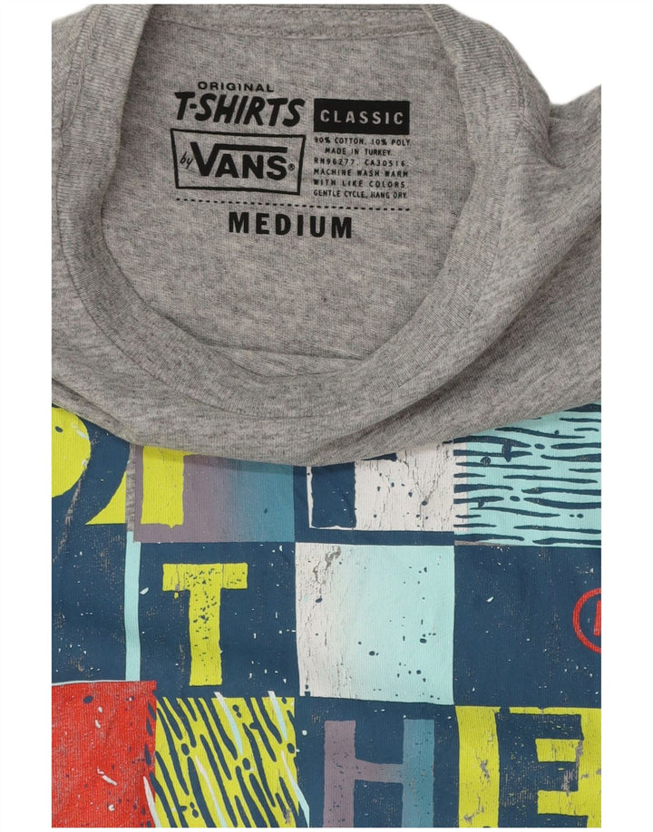 Мужская футболка с рисунком Vans, хлопковый топ среднего серого цвета