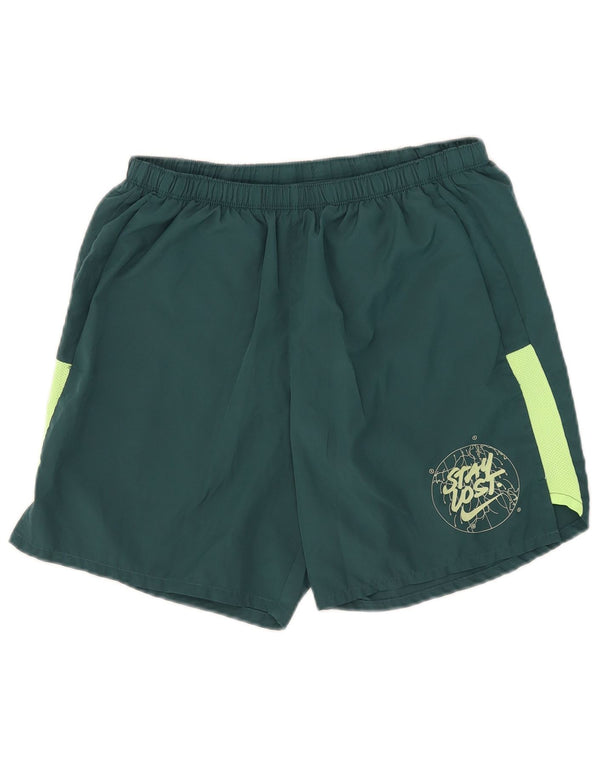 Мужские спортивные шорты Nike Dri Fit с графическим рисунком, большие зеленые полиэстер с цветными блоками