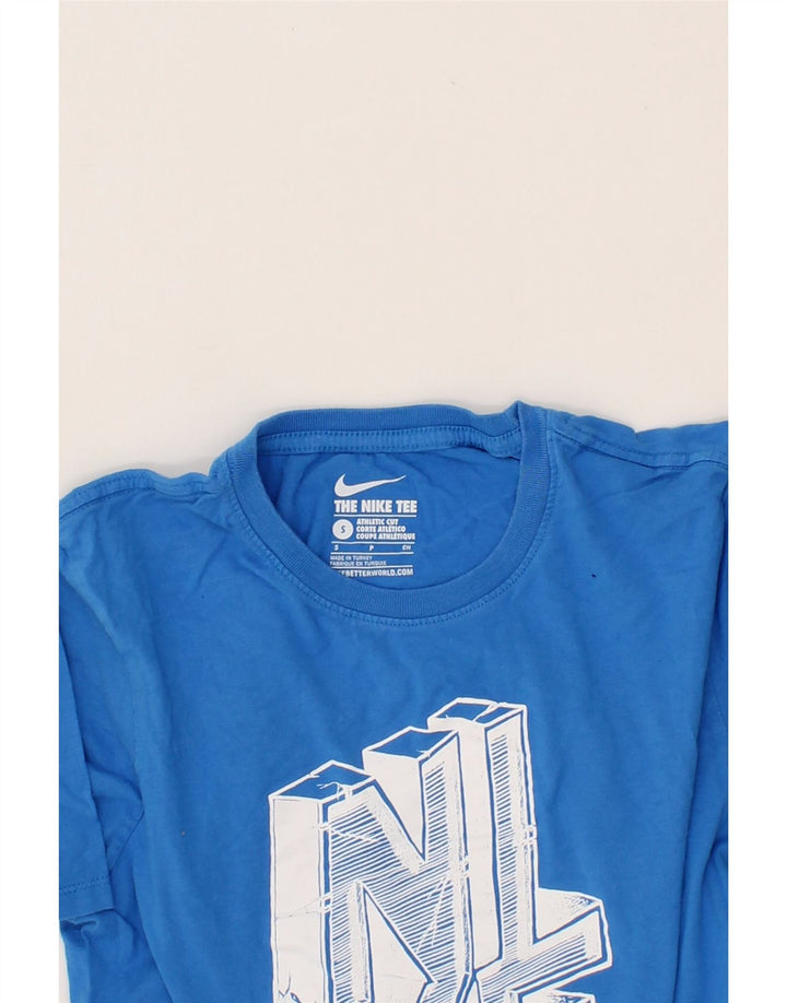NIKE Mens Athletic Cut Graphic T-Shirt Top Small Blue Vintage Nike and Second-Hand Nike from Messina Hembry 