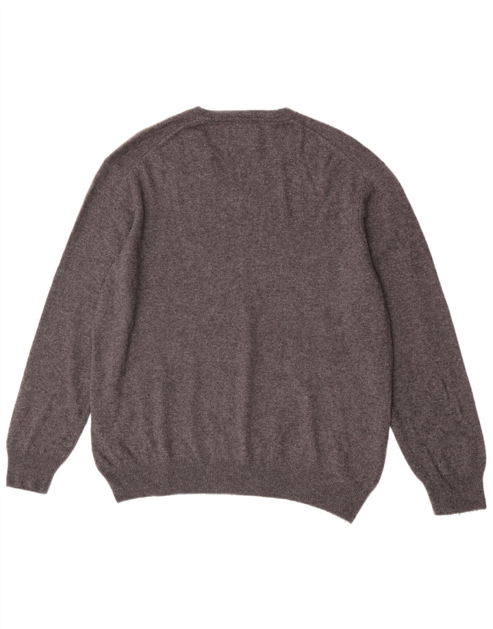 Мужской джемпер с v-образным вырезом Marks & Spencer Blue Harbour, XL, серый, шерстяной