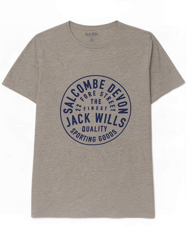 Мужская футболка классического кроя с рисунком Jack Wills Топ среднего серого цвета, хлопок
