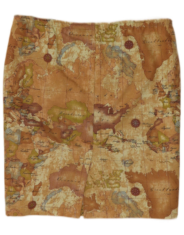 ВИНТАЖНАЯ женская юбка-карандаш с абстрактным узором и графическим рисунком W38 XL, бежевая