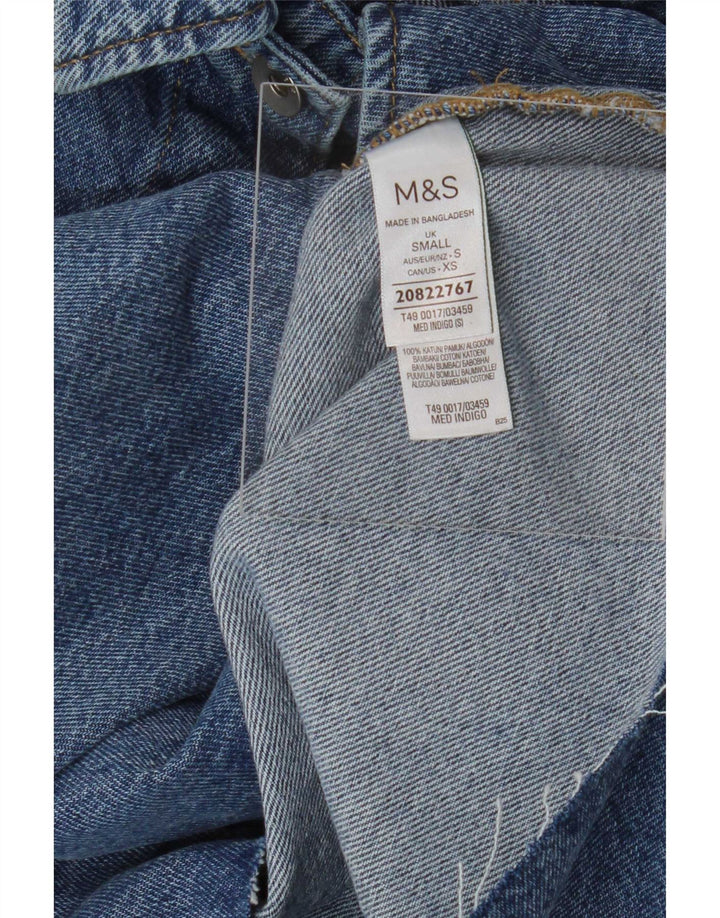 Женская укороченная джинсовая куртка оверсайз Marks & Spencer UK 10, маленькая синяя, хлопок
