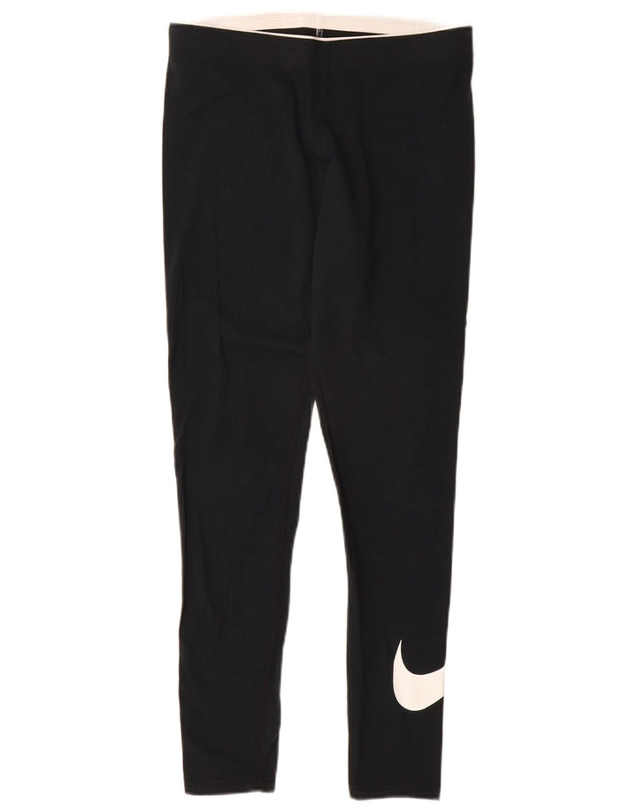 Женские леггинсы с рисунком Nike UK 12, хлопковые, средние, черные