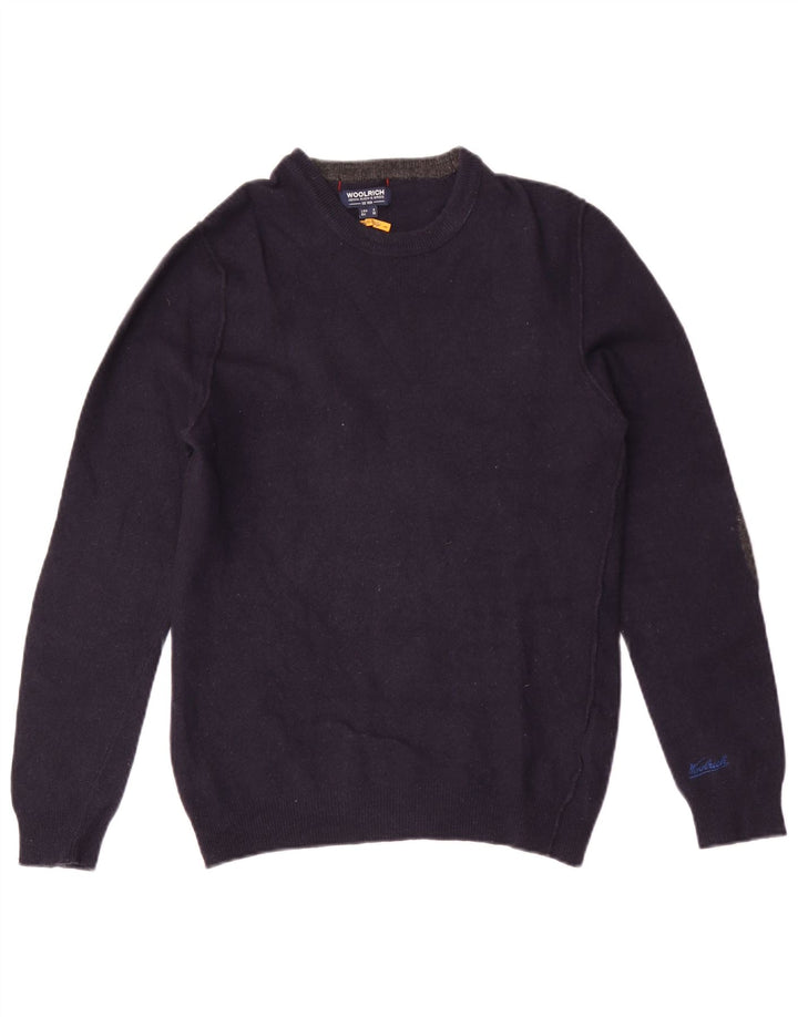 Мужской джемпер с круглым вырезом Woolrich, маленький темно-синий шерстяной свитер