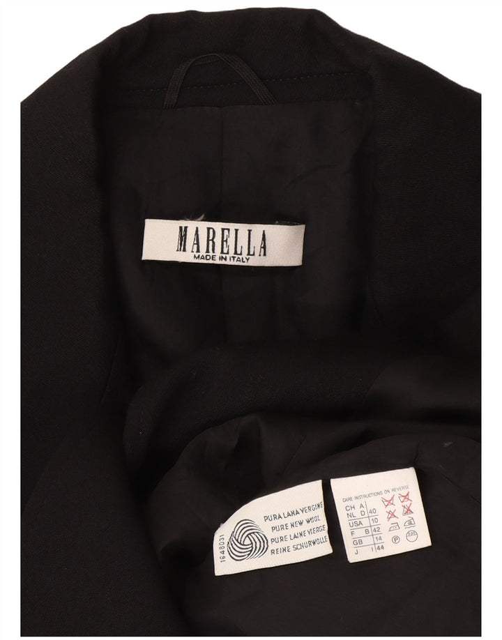 Женский пиджак Marella на 1 пуговице, Великобритания 14, большая черная шерсть