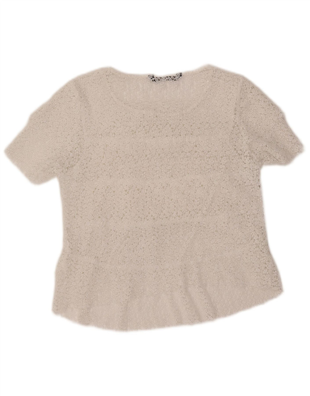 Женская укороченная блузка ZARA UK 12, средний белый цветочный принт