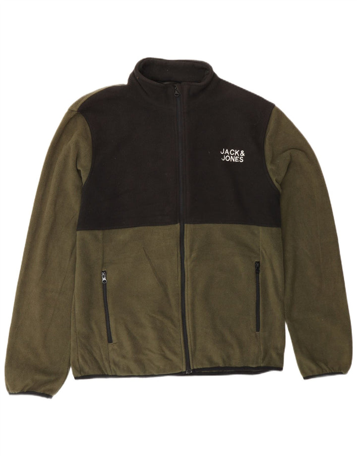 Мужская флисовая куртка Jack & Jones UK 40, большая зеленая с цветными блоками