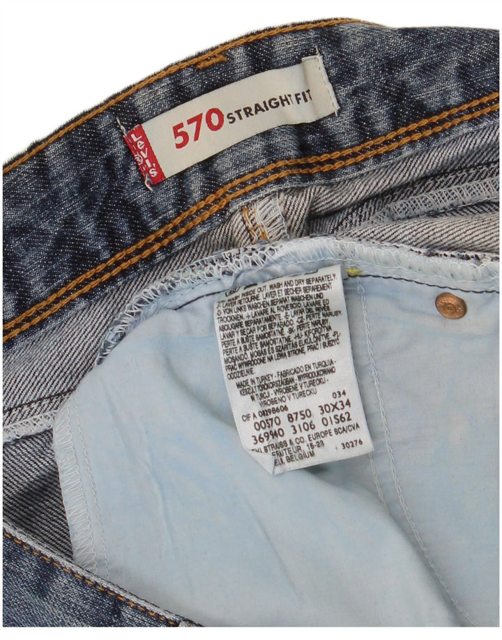 Женские прямые джинсы LEVI'S 570 W30 L34 синие, хлопок