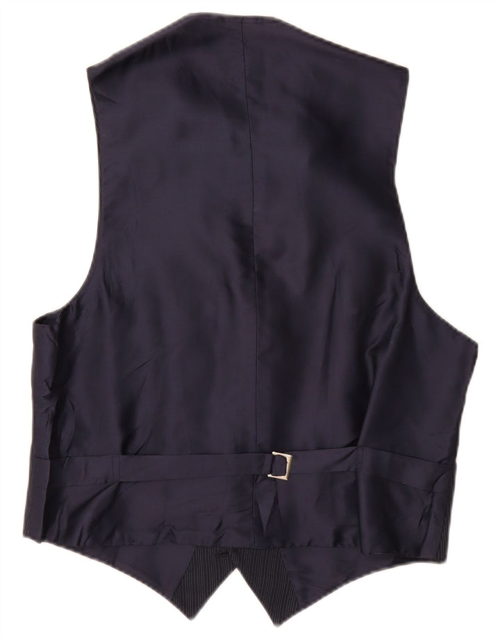 Винтажный мужской жилет маленький темно-синий в тонкую полоску