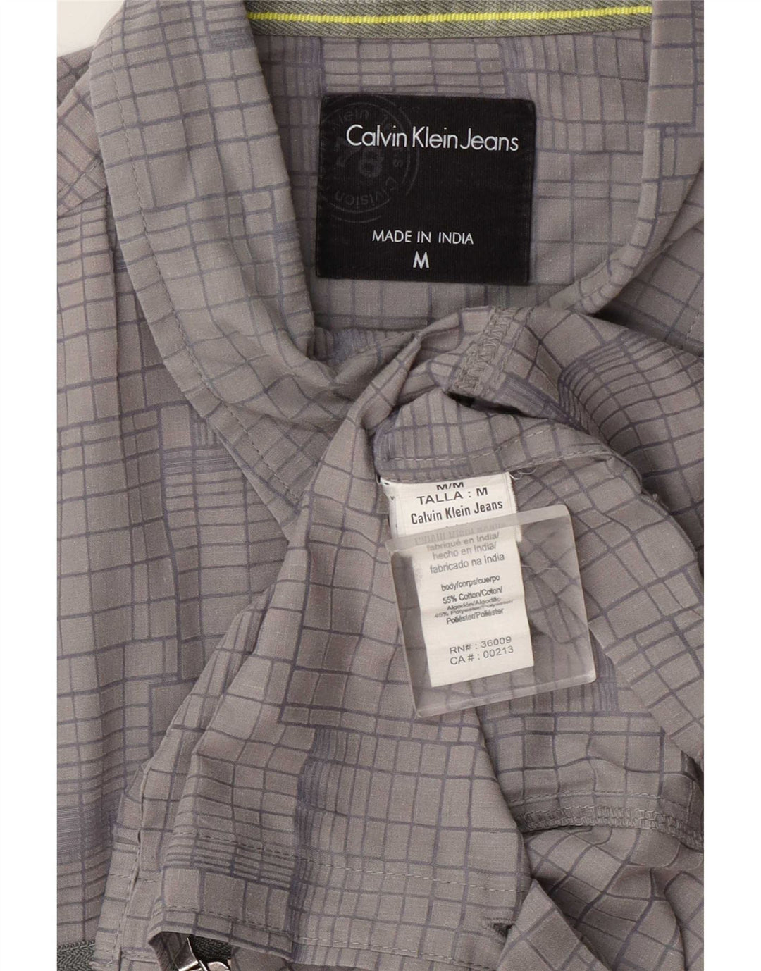 Мужская рубашка Calvin Klein Jeans среднего серого цвета в клетку из хлопка