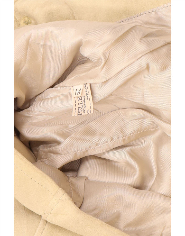 Винтажная женская замшевая куртка UK 12, кожа среднего бежевого цвета