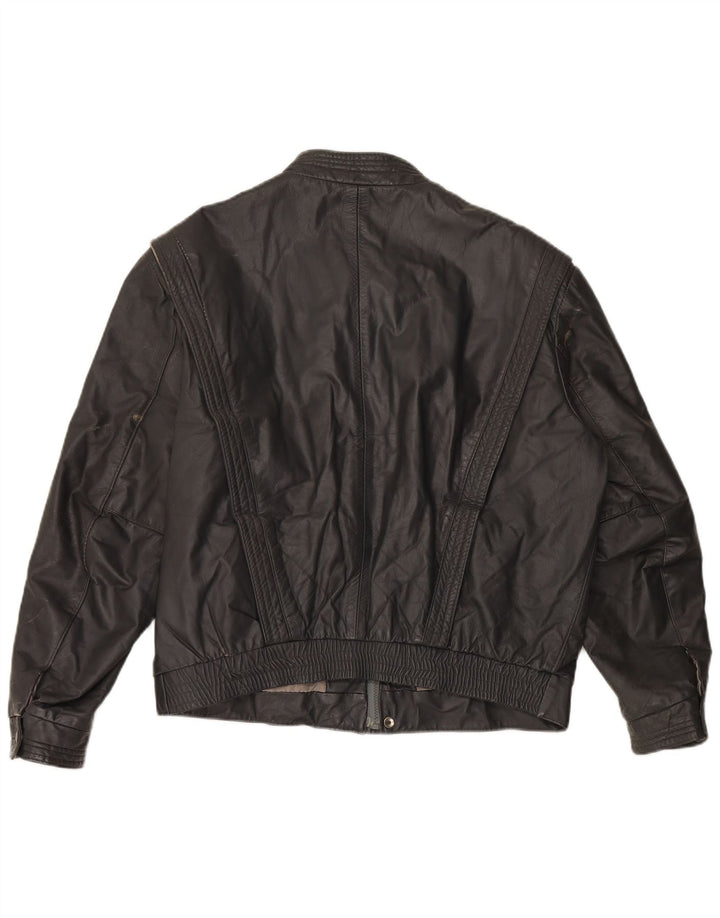 Мужская кожаная куртка VINTAGE UK 40, большая серая кожаная