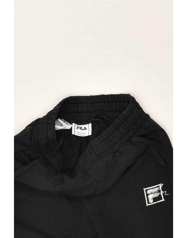 FILA Boys Tracksuit Trousers Joggers 9-10 Years Black Cotton | Vintage Fila | Thrift | Second-Hand Fila | Used Clothing | Messina Hembry 