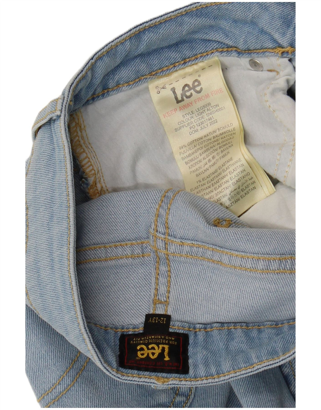 Узкие джинсы LEE для девочек 12–13 лет W28 L28, синий хлопок