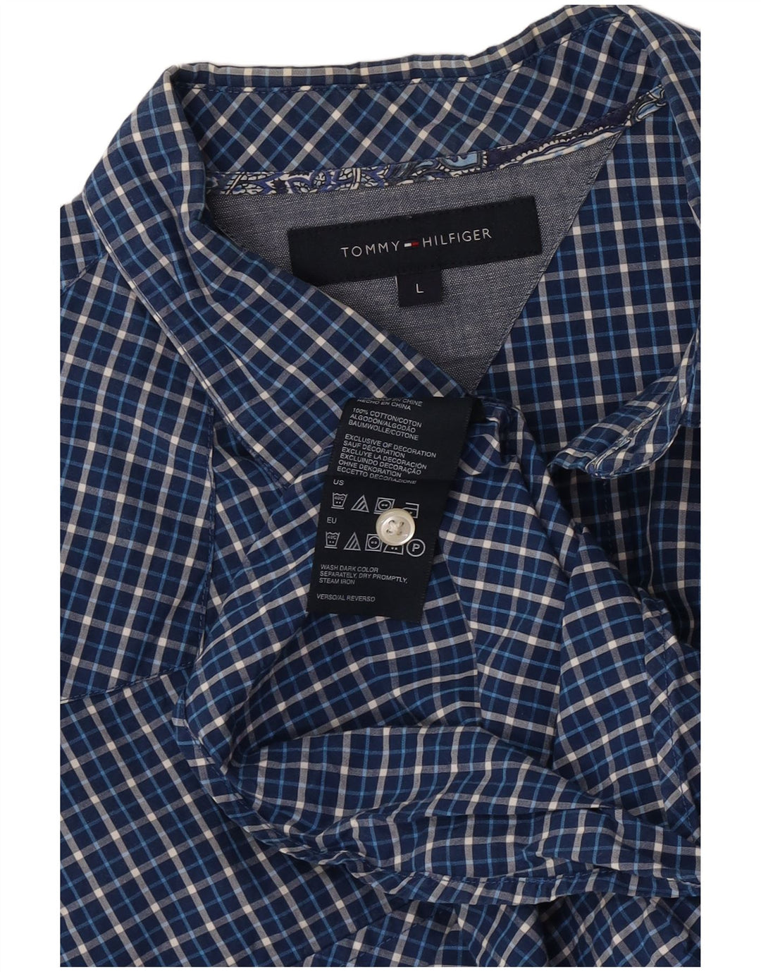Мужская рубашка Tommy Hilfiger в крупную синюю клетку из хлопка