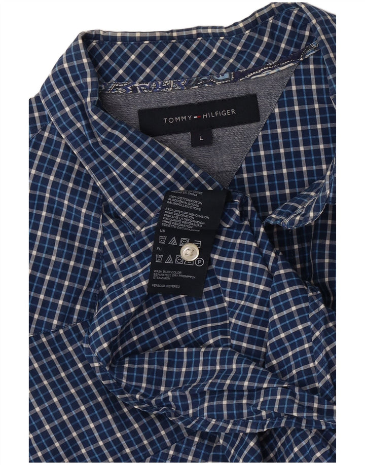 Мужская рубашка Tommy Hilfiger в крупную синюю клетку из хлопка