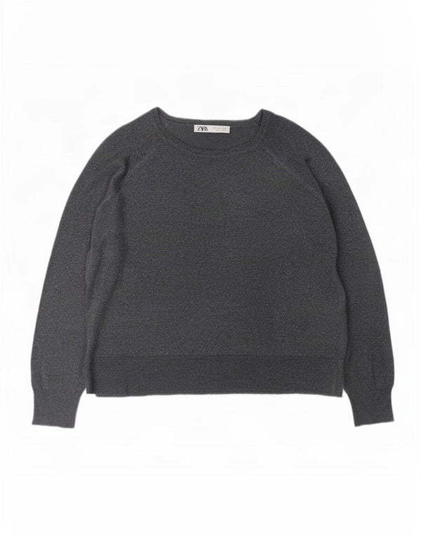 Женская блузка оверсайз Zara Top UK 10, маленькая, серая, вискоза с крапинками
