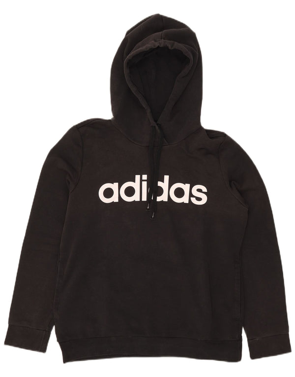 Женский джемпер с капюшоном Adidas с графическим рисунком UK 16/18, большой черный хлопок