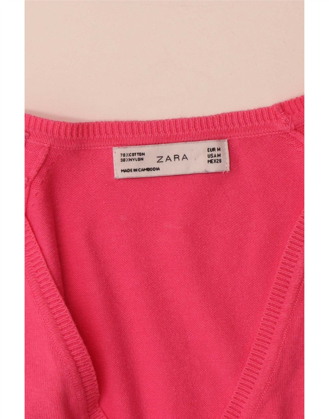 Женский кардиган Zara UK 12, хлопок среднего розового цвета