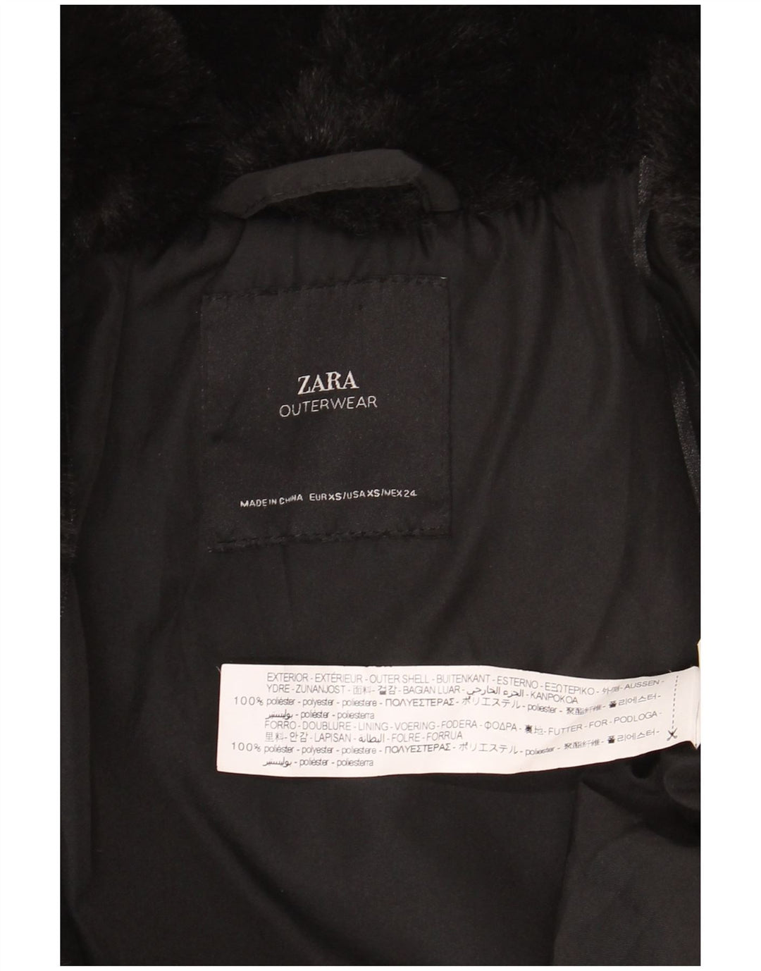 Женская куртка из искусственного меха Zara UK 6 XS, черный полиэстер