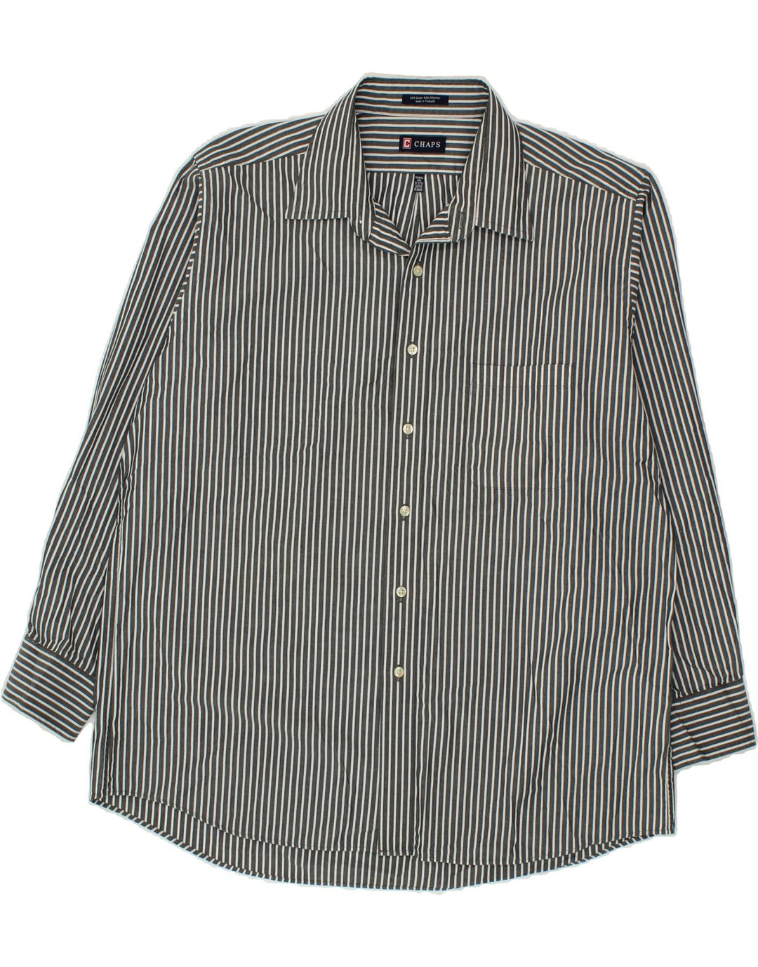 CHAPS Mens Shirt Size 17 1/2 XL Grey Pinstripe Cotton Vintage Chaps and Second-Hand Chaps from Messina Hembry 
