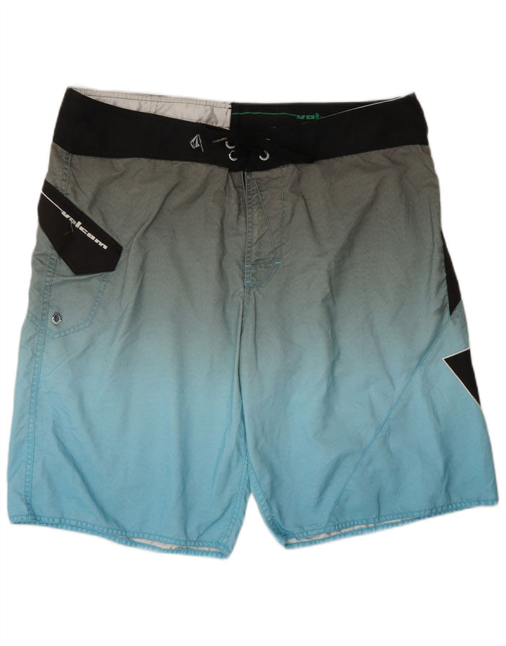 Мужские шорты для плавания VOLCOM с рисунком XL, синие, полиэстер с цветными блоками