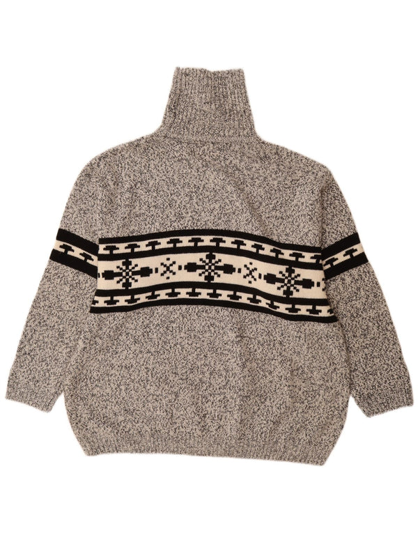 Мужской свитер VINTAGE с высоким воротником 2XL, серый акрил с жаккардовым узором