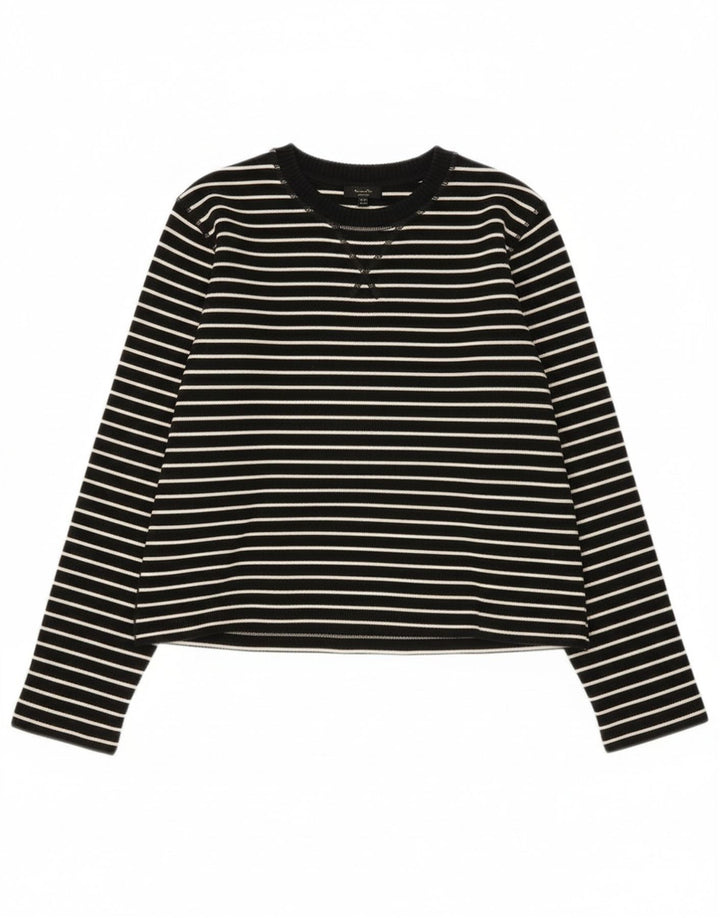Женский топ Massimo Dutti с длинным рукавом UK 14, хлопковый средний черный в полоску