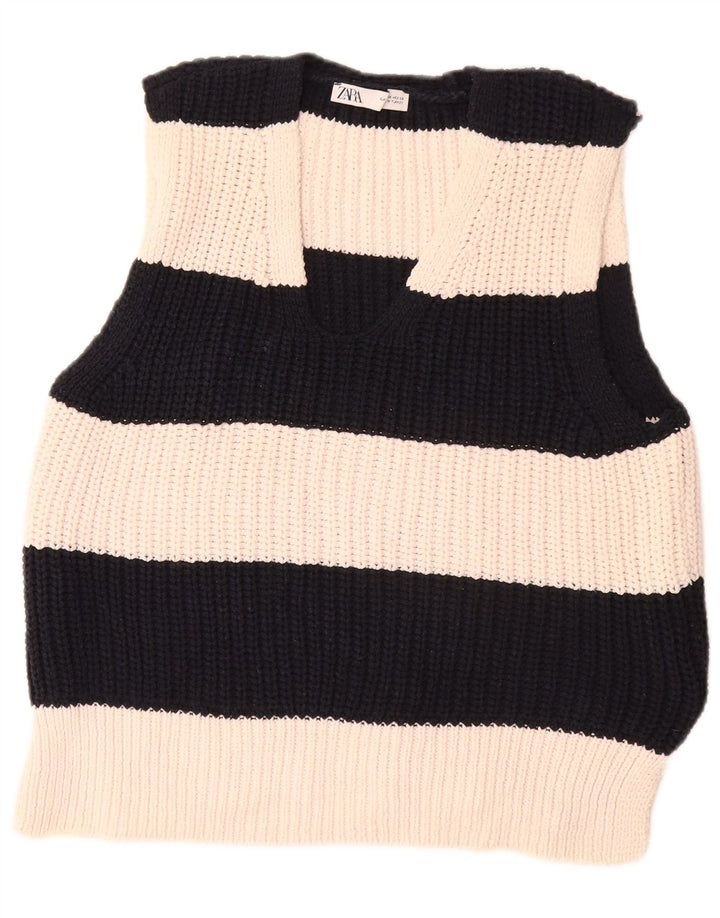 Женская майка Zara Vest UK 14, средний цвет, полиэстер в белую полоску