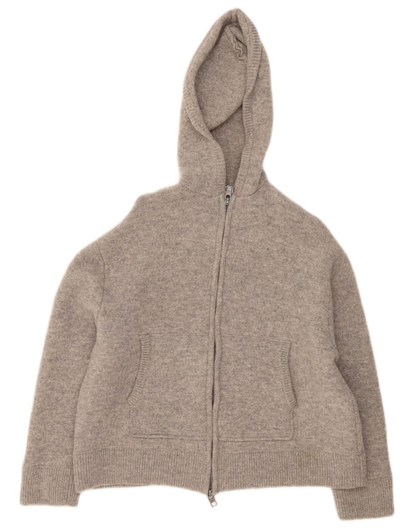 Женский кардиган с капюшоном Zara UK 14, шерсть среднего серого цвета