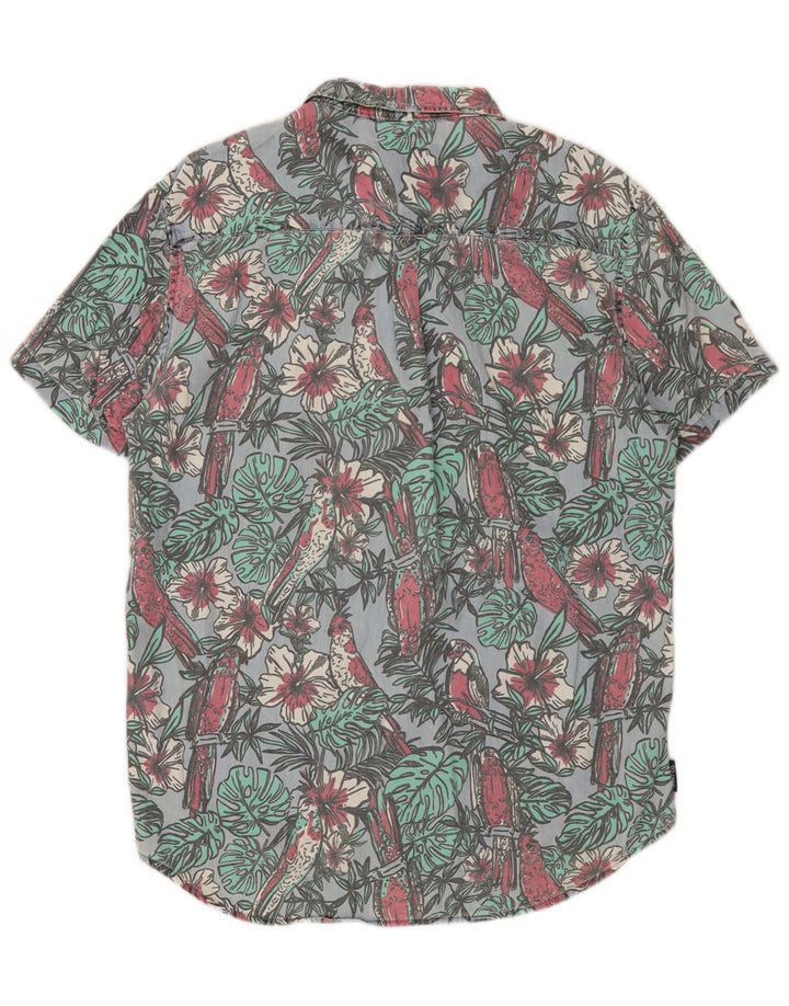 SUPERDRY Мужская рубашка обычного кроя с коротким рукавом, большая синяя хлопковая рубашка с цветочным принтом