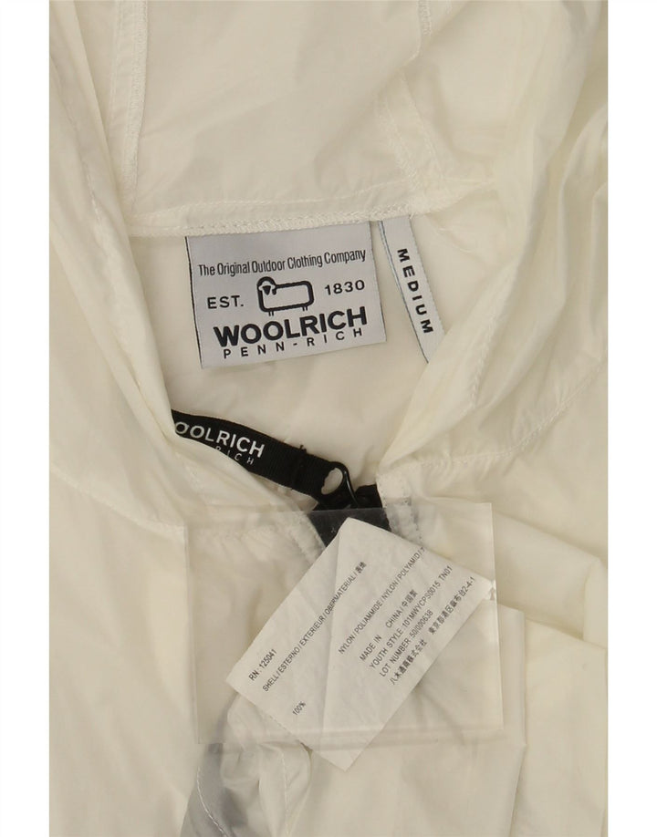 Женская дождевик с капюшоном Woolrich UK 14, средний белый нейлон