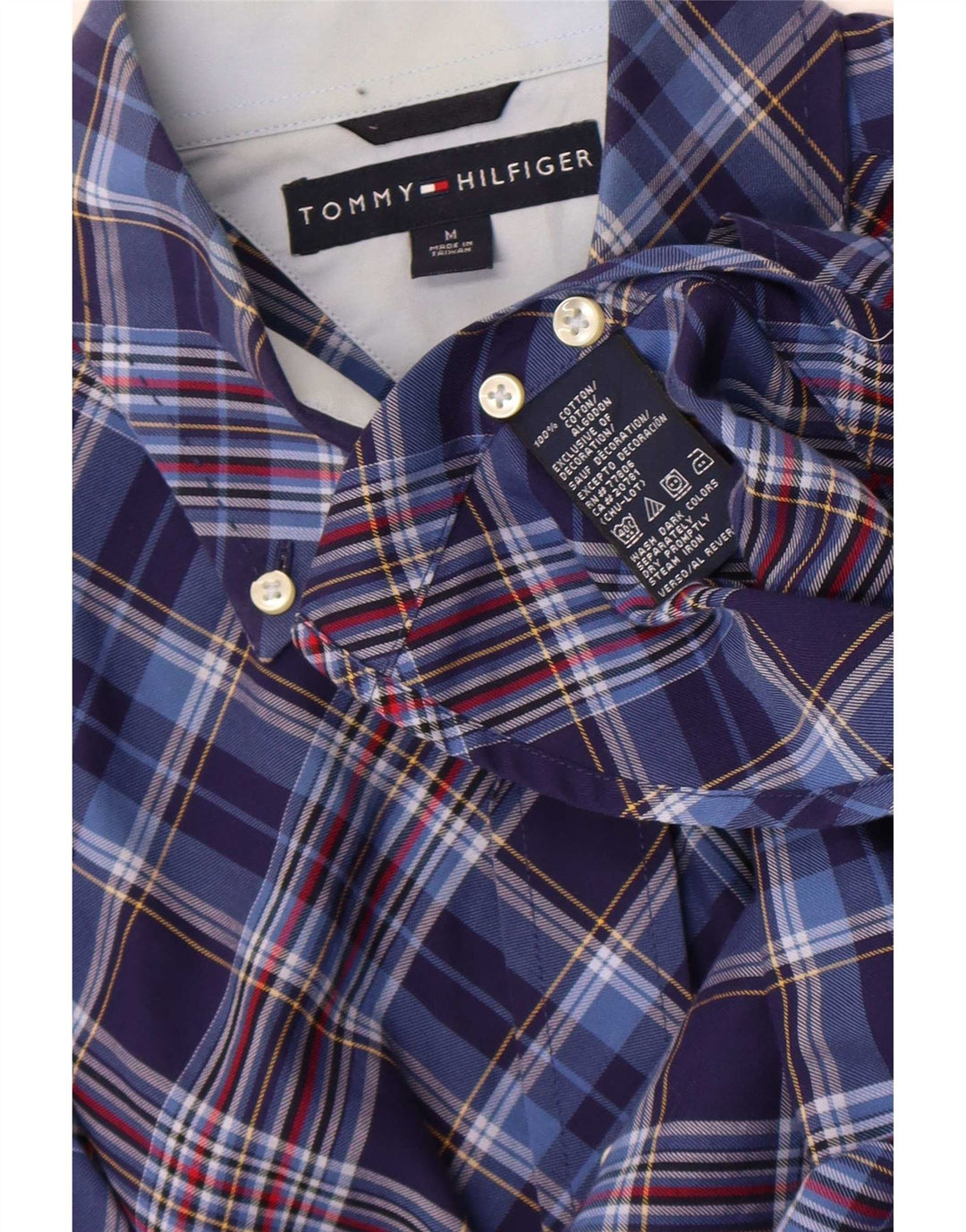 Мужская рубашка Tommy Hilfiger в клетку синего цвета, хлопок