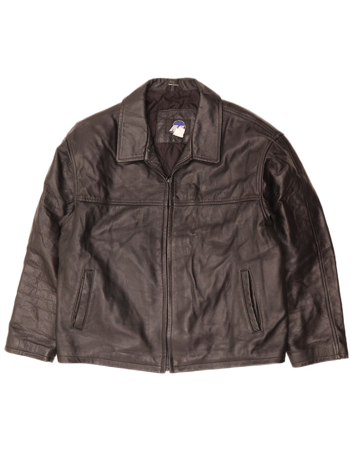 Винтажная мужская кожаная куртка UK 42 XL, черная кожа