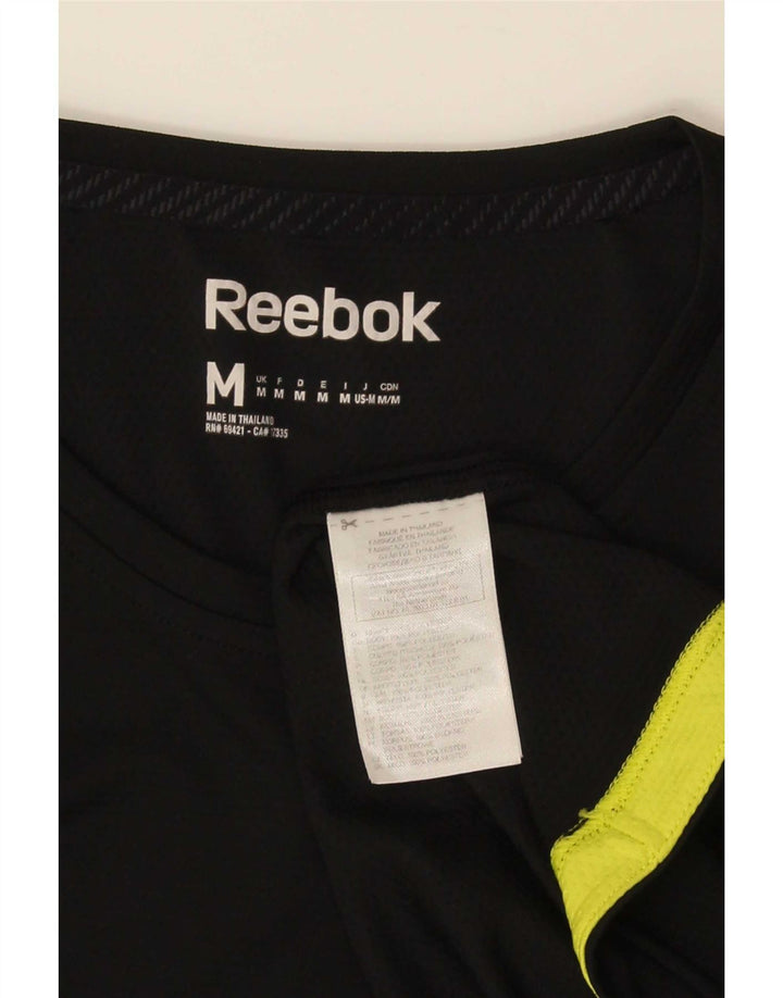 Мужская футболка Reebok, средний черный полиэстер с цветными блоками