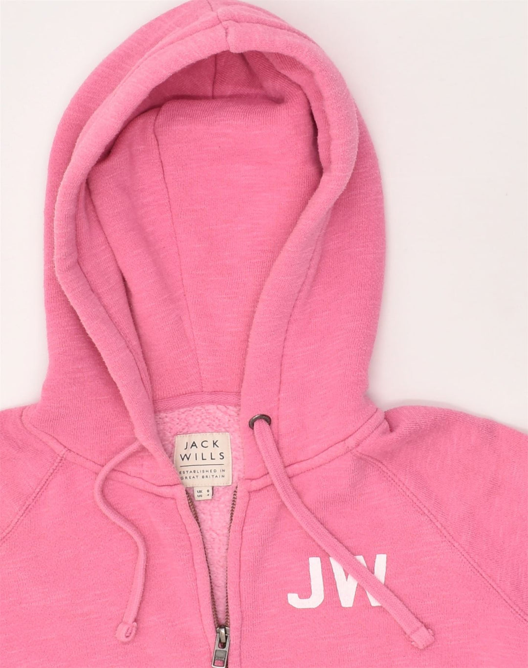 JACK WILLS Womens Zip Hoodie Sweater UK 8 Small  Pink Polyester | Vintage Jack Wills | Thrift | Second-Hand Jack Wills | Used Clothing | Messina Hembry 
