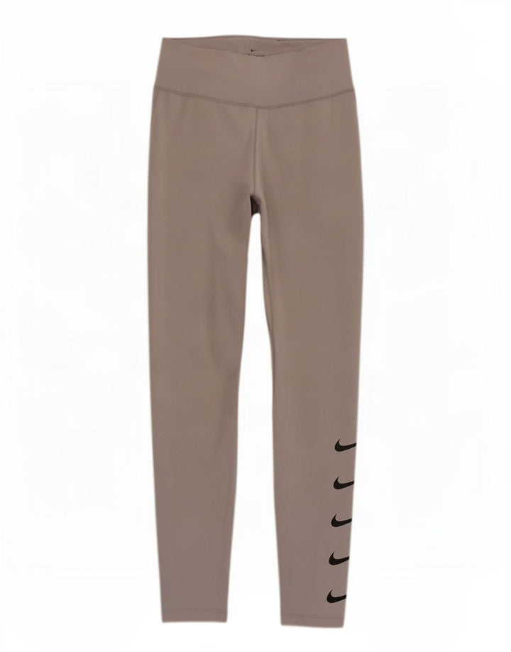 Женские леггинсы с рисунком Nike Dri Fit UK 12, средний серый полиэстер