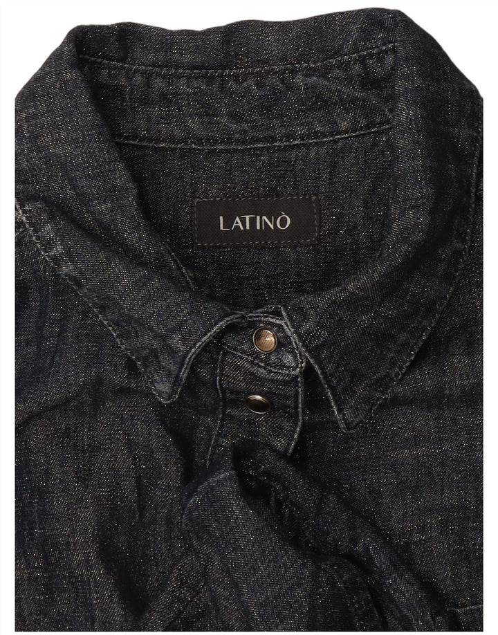 Винтажная женская рубашка UK 12, средний темно-синий