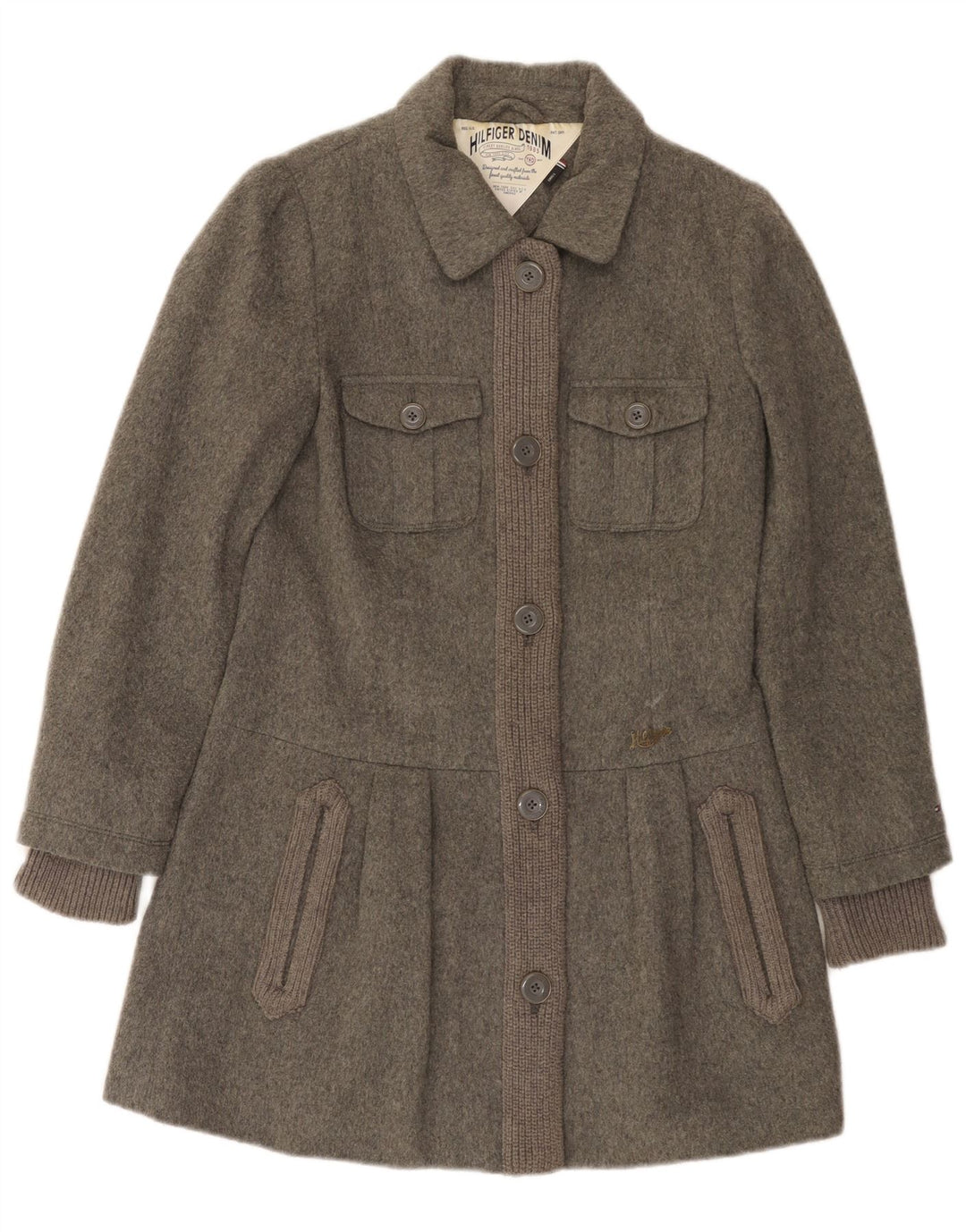 Женское пальто Tommy Hilfiger UK 10, маленькое серое, шерстяное