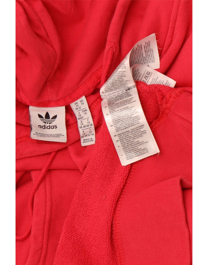 Женский джемпер с капюшоном оверсайз с графическим рисунком ADIDAS UK 20/22 XL, красный хлопок