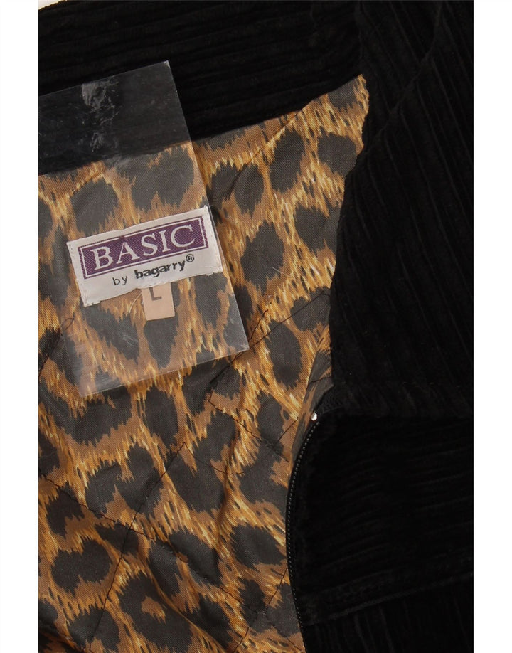 BASIC Womens Corduroy Jacket UK 16 Large Black