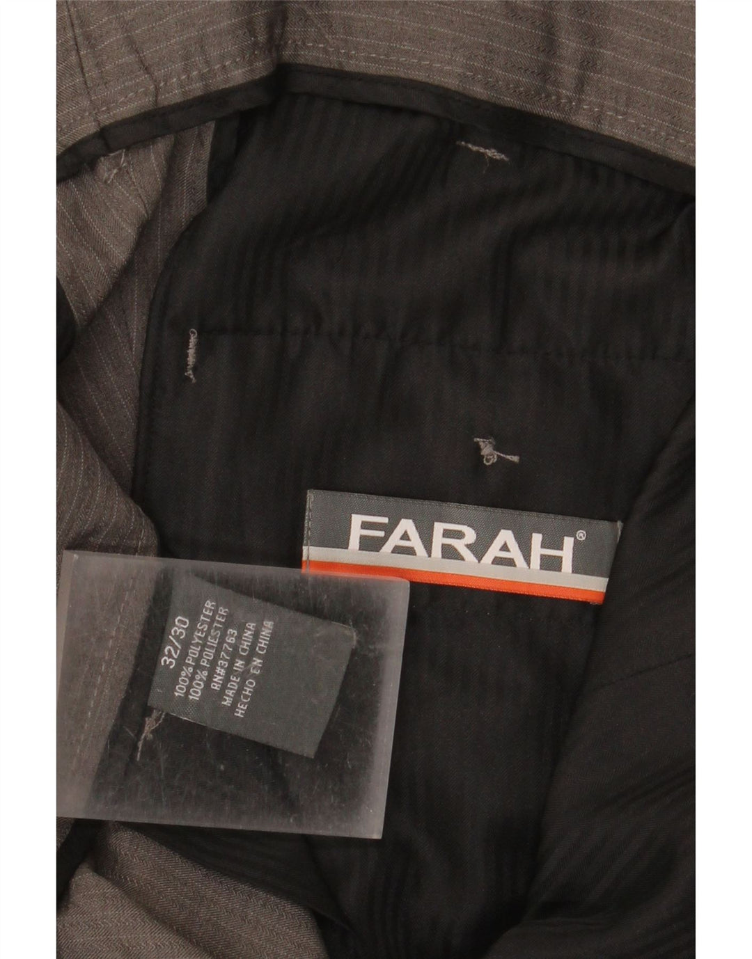 Мужские прямые укороченные брюки Farah W32 L24 серые в тонкую полоску из полиэстера