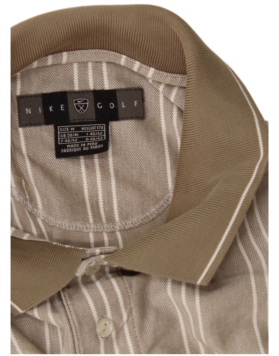 Мужская рубашка-поло NIKE UK 39/41, средний бежевый в полоску