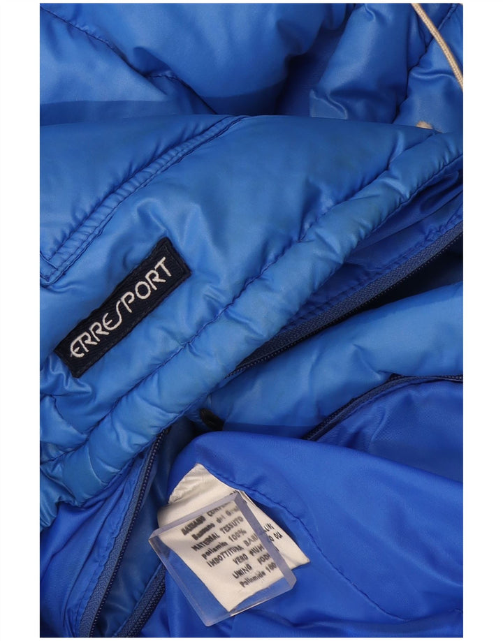 Винтажная мужская стеганая куртка с капюшоном UK 38, средний синий полиамид